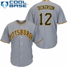 Men's Majestic Pittsburgh Pirates #12 Corey Dickerson Replica Grey Road Cool Base MLB Jersey