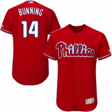 Men's Majestic Philadelphia Phillies #14 Jim Bunning Red Alternate Flex Base Authentic Collection MLB Jersey