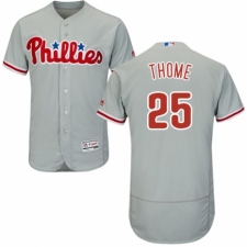 Men's Majestic Philadelphia Phillies #25 Jim Thome Grey Road Flex Base Authentic Collection MLB Jersey