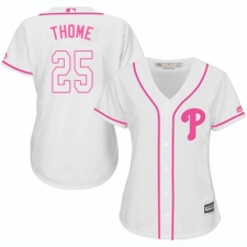Women's Majestic Philadelphia Phillies #25 Jim Thome Replica White Fashion Cool Base MLB Jersey