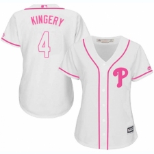Women's Majestic Philadelphia Phillies #4 Scott Kingery Replica White Fashion Cool Base MLB Jersey