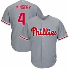 Youth Majestic Philadelphia Phillies #4 Scott Kingery Replica Grey Road Cool Base MLB Jersey