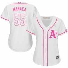 Women's Majestic Oakland Athletics #55 Sean Manaea Replica White Fashion Cool Base MLB Jersey