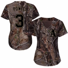 Women's Majestic Oakland Athletics #3 Boog Powell Authentic Camo Realtree Collection Flex Base MLB Jersey