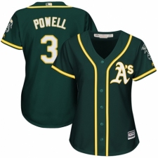 Women's Majestic Oakland Athletics #3 Boog Powell Authentic Green Alternate 1 Cool Base MLB Jersey