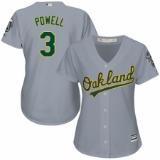 Women's Majestic Oakland Athletics #3 Boog Powell Replica Grey Road Cool Base MLB Jersey