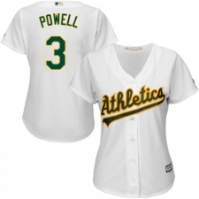 Women's Majestic Oakland Athletics #3 Boog Powell Replica White Home Cool Base MLB Jersey