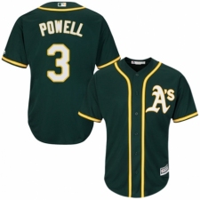 Youth Majestic Oakland Athletics #3 Boog Powell Authentic Green Alternate 1 Cool Base MLB Jersey