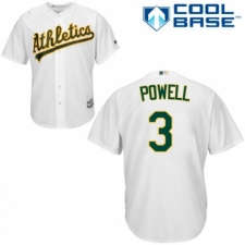 Youth Majestic Oakland Athletics #3 Boog Powell Authentic White Home Cool Base MLB Jersey