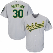 Youth Majestic Oakland Athletics #30 Brett Anderson Authentic Grey Road Cool Base MLB Jersey