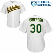 Youth Majestic Oakland Athletics #30 Brett Anderson Replica White Home Cool Base MLB Jersey
