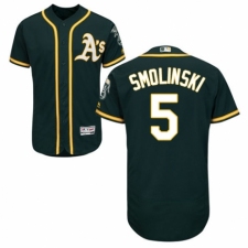 Men's Majestic Oakland Athletics #5 Jake Smolinski Green Alternate Flex Base Authentic Collection MLB Jersey