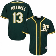 Youth Majestic Oakland Athletics #13 Bruce Maxwell Authentic Green Alternate 1 Cool Base MLB Jersey