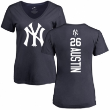 MLB Women's Nike New York Yankees #26 Tyler Austin Navy Blue Backer T-Shirt