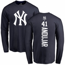 MLB Nike New York Yankees #41 Miguel Andujar Navy Blue Backer Long Sleeve T-Shirt