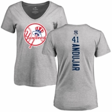 MLB Women's Nike New York Yankees #41 Miguel Andujar Ash Backer T-Shirt