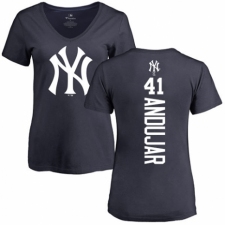 MLB Women's Nike New York Yankees #41 Miguel Andujar Navy Blue Backer T-Shirt