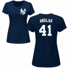 MLB Women's Nike New York Yankees #41 Miguel Andujar Navy Blue Name & Number T-Shirt