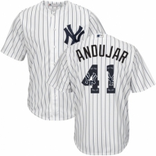 Men's Majestic New York Yankees #41 Miguel Andujar Authentic White Team Logo Fashion MLB Jersey