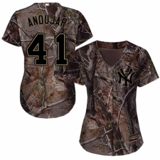 Women's Majestic New York Yankees #41 Miguel Andujar Authentic Camo Realtree Collection Flex Base MLB Jersey