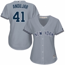 Women's Majestic New York Yankees #41 Miguel Andujar Authentic Grey Road MLB Jersey