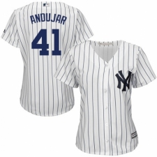 Women's Majestic New York Yankees #41 Miguel Andujar Authentic White Home MLB Jersey