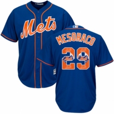 Men's Majestic New York Mets #29 Devin Mesoraco Authentic Royal Blue Team Logo Fashion Cool Base MLB Jersey