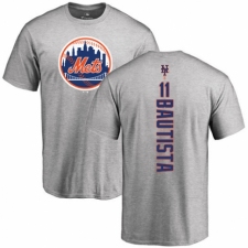 MLB Nike New York Mets #11 Jose Bautista Ash Backer T-Shirt