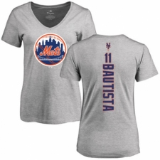 MLB Women's Nike New York Mets #11 Jose Bautista Ash Backer T-Shirt