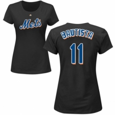 MLB Women's Nike New York Mets #11 Jose Bautista Black Name & Number T-Shirt