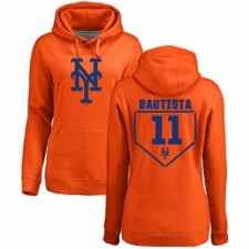 MLB Women's Nike New York Mets #11 Jose Bautista Orange RBI Pullover Hoodie