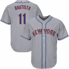 Men's Majestic New York Mets #11 Jose Bautista Replica Grey Road Cool Base MLB Jersey