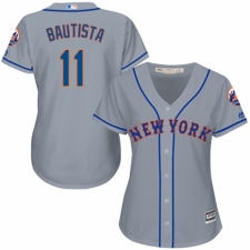 Women's Majestic New York Mets #11 Jose Bautista Authentic Grey Road Cool Base MLB Jersey
