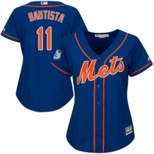 Women's Majestic New York Mets #11 Jose Bautista Authentic Royal Blue Alternate Home Cool Base MLB Jersey