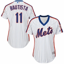 Women's Majestic New York Mets #11 Jose Bautista Authentic White Alternate Cool Base MLB Jersey