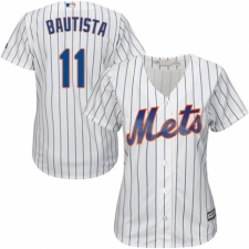 Women's Majestic New York Mets #11 Jose Bautista Authentic White Home Cool Base MLB Jersey