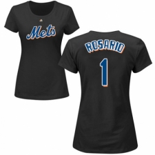 MLB Women's Nike New York Mets #1 Amed Rosario Black Name & Number T-Shirt