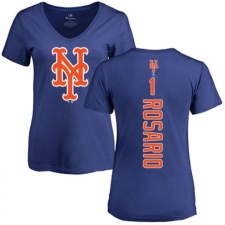 MLB Women's Nike New York Mets #1 Amed Rosario Royal Blue Backer T-Shirt
