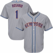 Men's Majestic New York Mets #1 Amed Rosario Replica Grey Road Cool Base MLB Jersey
