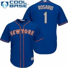 Men's Majestic New York Mets #1 Amed Rosario Replica Royal Blue Alternate Road Cool Base MLB Jersey