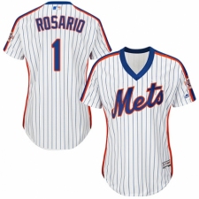 Women's Majestic New York Mets #1 Amed Rosario Authentic White Alternate Cool Base MLB Jersey