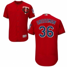 Men's Majestic Minnesota Twins #36 Robbie Grossman Authentic Scarlet Alternate Flex Base Authentic Collection MLB Jersey