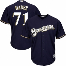 Men's Majestic Milwaukee Brewers #71 Josh Hader Replica White Alternate Cool Base MLB Jersey