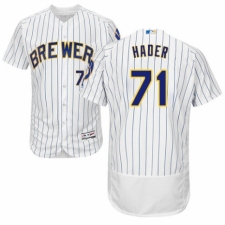 Men's Majestic Milwaukee Brewers #71 Josh Hader White Home Flex Base Authentic Collection MLB Jersey