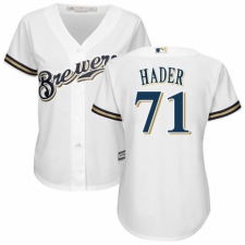 Women's Majestic Milwaukee Brewers #71 Josh Hader Authentic Navy Blue Alternate Cool Base MLB Jersey