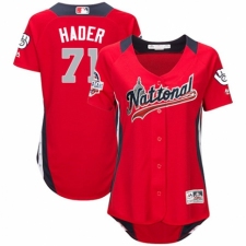 Women's Majestic Milwaukee Brewers #71 Josh Hader Game Red National League 2018 MLB All-Star MLB Jersey