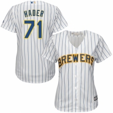 Women's Majestic Milwaukee Brewers #71 Josh Hader Replica White Home Cool Base MLB Jersey
