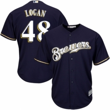 Youth Majestic Milwaukee Brewers #48 Boone Logan Authentic White Alternate Cool Base MLB Jersey