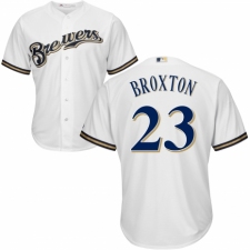 Youth Majestic Milwaukee Brewers #23 Keon Broxton Authentic Navy Blue Alternate Cool Base MLB Jersey