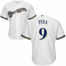 Men's Majestic Milwaukee Brewers #9 Manny Pina Replica Navy Blue Alternate Cool Base MLB Jersey